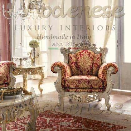 high-end artisanal furniture manufacturing best made in Italy handcrafted baroque style armchair handmade carvings white lacquered luxury armchair premium quality solid wood interiors luxurious palace top decoration ornamental victorian armchairs ideas royal palace traditional timeless rococo' armchairs