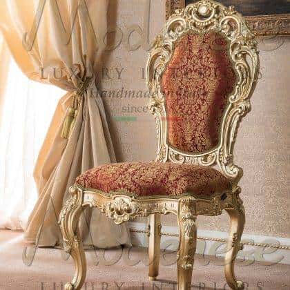 baroque exclusive design chair luxury italian furniture classical french furniture production victorian rococo' chair handmade golden leaf finish ornamental royal palace dining room elegant ideas high-end quality best made in Italy interiors opulent handcrafted furniture chippendale royal bespoke fabrics elegant red and gold upholstery solid wood artisanal carvings