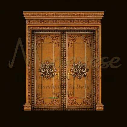 exclusive made in Italy decorated handmade inlaid door traditional venetian elegant custom-made solid wood details elegant refined decorative pillar door handmade classy artisanal handcrafted finish solid wood ornamental luxury high-end quality italian fixed furniture manufacturing