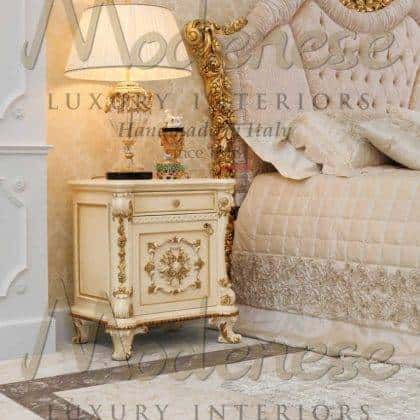 upholstered ivory pearl headbords classy luxury exclusive venetian baroque design swarovski buttons décor refined golden leaf details premium made in italy solid wood classy exclusive handcrafted home furnishing projects contract