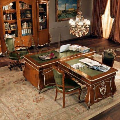 venetian traditional baroque style writing office desk majestic libraries executive top real leather desk solid wood handcrafted high-end bespoke interiors luxury victorian royal home furnishings best bespoke artisanal manufacturing