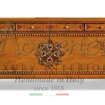 premium quality solid wood elegant majestic sideboard ideas classic exclusive handmade design made in Italy baroque venetian carved solid wood sideboard with refined handmade bespoke inlays best italian furniture elegant finishes traditional timeless venetian sideboard design for exclusive royal palaces and villas decoration projects
