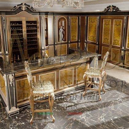 customized solid wood Deluxe - Walnut / Briar root version traditional venetian style handmade kitchen carved furniture bespoke home furnshing project light soft finishes elegant fabrics ideas made in Italy classic wooden chairs royal luxury design exclusive handcrafted solid wood bespoke marble table