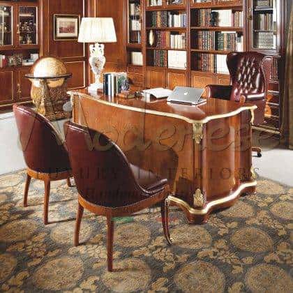 classic style office executive desk luxurious majestic presidential office projects royal villa furniture high-end quality top italian artisanal manufacturing bespoke office projects ornamental solid wood chairs swivel armchairs timeless traditional baroque rococo' style luxury classic custom-made offices handmade made in Italy craftsmanship