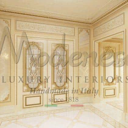unique décor ideas high-end traditional venetian interiors handmade door elegant decorated carved golden refined details finish solid wood bespoke elegant custom-made executive interiors royal fixed furniture public private villas or palace furnishings