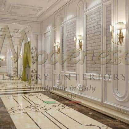 royal luxury italian furniture silver leaf finish details boiserie wall majestic royal palace solid wood master bed bench furniture made in Italy craftsmanship exclusive interior design italian villa royal decorations traditional baroque style furniture timeless venetian artisanal handmade