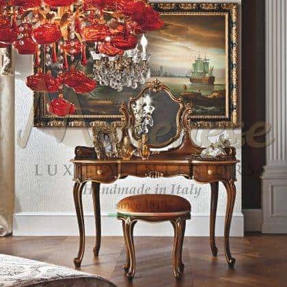 exclusive handmade inlaid top master suite vanity unit refined brass leaf detais finish elegant detail bespoke refined furniture collection luxury italian artisanal handmade production traditional home furnishing high-end quality opulent design royal villa timeless chairs made in Italy precious fabrics