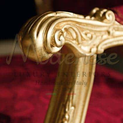 traditional handmade top quality made in Italy furniture details solid wood carvings full golden leaf finish armchair detail elegant dining room refined materials luxurious home décor premium handcrafted interiors artisanal manufacturing ornamental rich expensive design handmade decorative details elegant home décor majestic villa interiors