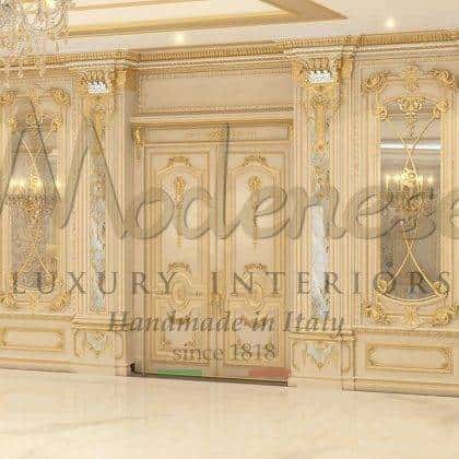 classic luxury ivory pearl door furniture unique refined golden leaf finish interiors artisanal victorian venetian details décor villa palaces home door solid wood unique wooden fixed furniture manufacturing rich furnishings quality italian high-end materials golden inserts unique home decorations refined finishing premium royal beautiful made in Italy