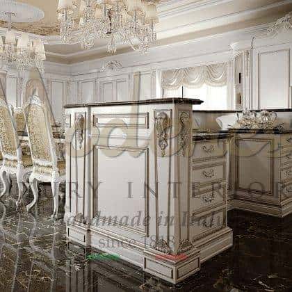 design made in Italy artisanal manufacturing exclusive design solid wood handmade carvings baroque traditional home interiors elegant Royal - Deluxe Ivory kitchen baroque traditional luxury italian fixed furniture high-end decoration beautiful venetian style collection Ivory leaf details