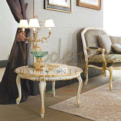 royal palace classic style coffee table design opulent traditional top wooden details precious classic design made in Italy fabrics luxury lifestyle solid wood coffee table structure top refined golden leaf design italian quality craftsmanship custom-made furniture decorations handmade tradtional furniture production by italian skilled artisans