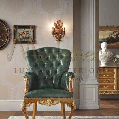 luxury classic solid wooden handmade victorian rococo' armchair in leather upholstery elegant handmade refined armchairs ideas high-end baroque venetian style exclusive furniture best quality artisanal interiors production high-end quality solid wood interiors made in Italy precious and elegant selected fabrics