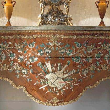 premium quality artisanal handmade carved venetian cabinet manufacturing best quality made in Italy handcrafted furniture elegant handmade painting refined gold details traditional venetian baroque victorian cabinet best quality solid wood interiors ornamental furniture for elegant royal palaces and villas furnishing projects