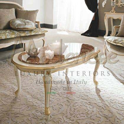 handmade tradtional furniture production by italian skilled artisans classy luxury coffee table top marble refined design exclusive furniture top quality italian materials tasteful classical handmade carved coffee table baroque style finish