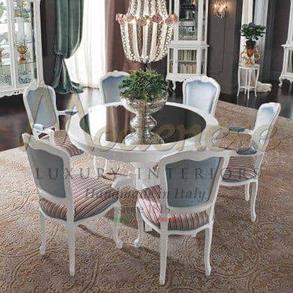 high-end quality made in Italy wooden dining table bespoke round shape customizable finish dimensions unique style exclusive palace dining room top furniture collection best baroque interiors home furnishing elegant furniture ideas