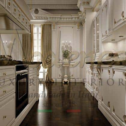 exclusive Romantica - Ivory and gold version fixed furniture collection luxury italian furniture handmade Ivory top decoration classical kitchen area style elegant details precious made in Italy refined decoration exclusive luxry living handcrafted solid wood venetian style bespoke furniture