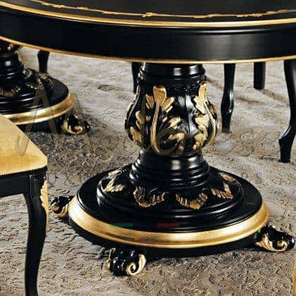 table à manger classique traditionnelle élégante de luxe classique fabriquée en Italie production de meubles artisanaux sculptures et détails sophistiqués de pieds de table en bois massif eubles exclusifs production d'intérieurs artisanaux de qualité supérieure