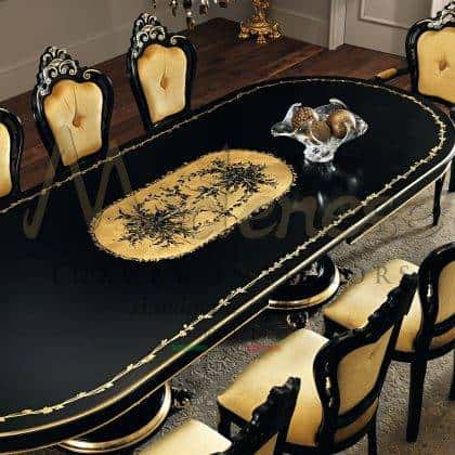 luxury classic solid wood handmade baroque rococo' luxury dining table elegant handmade carvings decoration refined dining table ideas high-end baroque venetian style exclusive furniture top quality artisanal interiors production majestic dining room area premium dining table handmade custom-made top décor bespoke solid wood exclusive italian furniture production