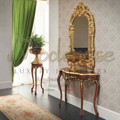 sophisticated solid wood style venetian console collection furniture exclusive venetian golden leaf details finish classy venetian handmade carved interiors italian style furniture palace royal villa furniture venetian style exclusive solid wood italian style