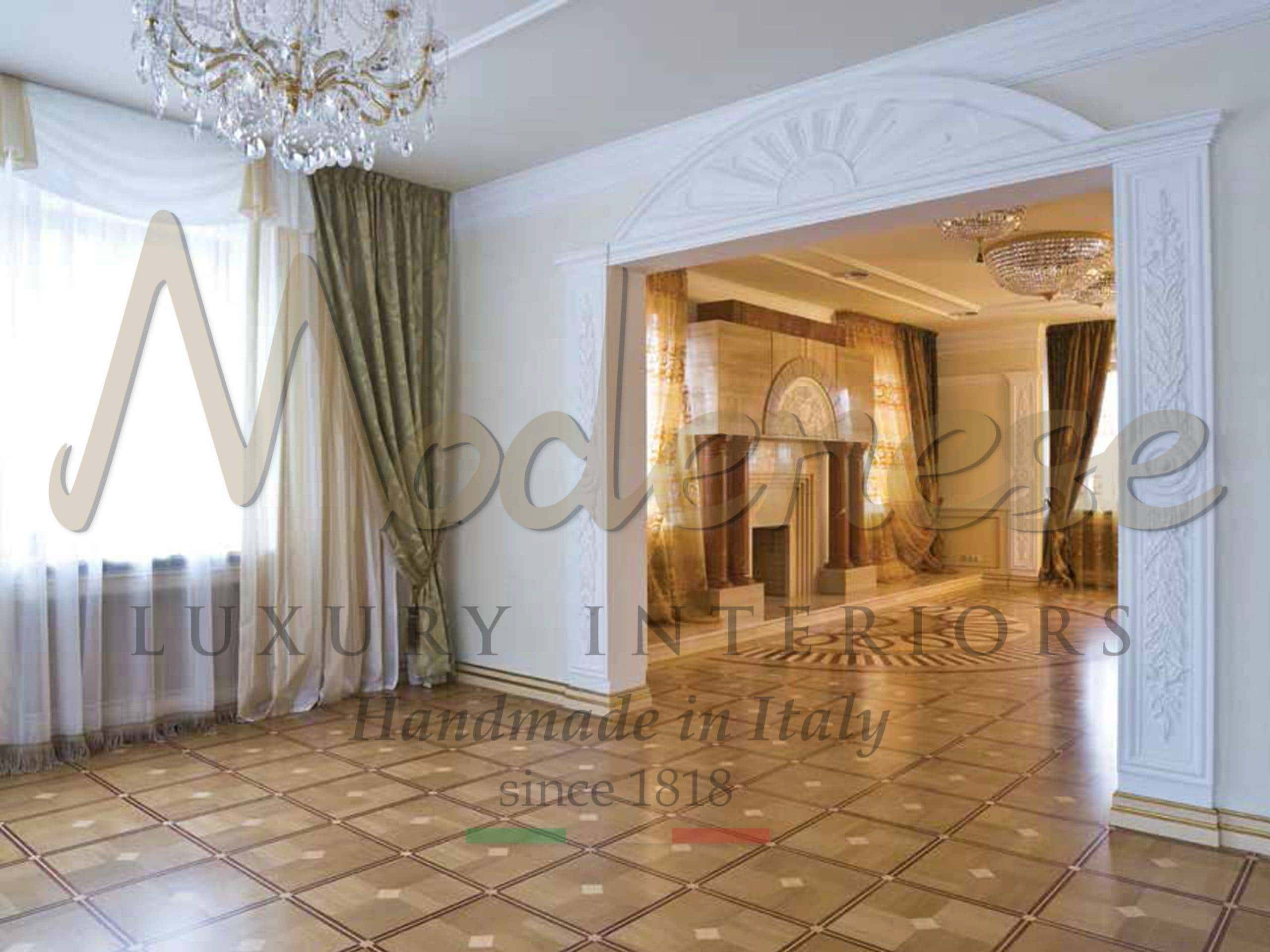 custom made handcrafted design consultant italian taste design service interior decoration residential wooden floor with mother of pearl inserts