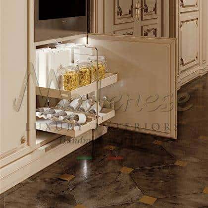 exclusive manufacturing Romantica - Laquared and patinated kitchen version best quality made in Italy handmade venetian style handcrafted luxury kitchen cabinet elegant venetian baroque style details high-end classical design exclusive fixed furniture top artisanal interiors production majestic refined bespoke kitchen solid wood exclusive manufacturing