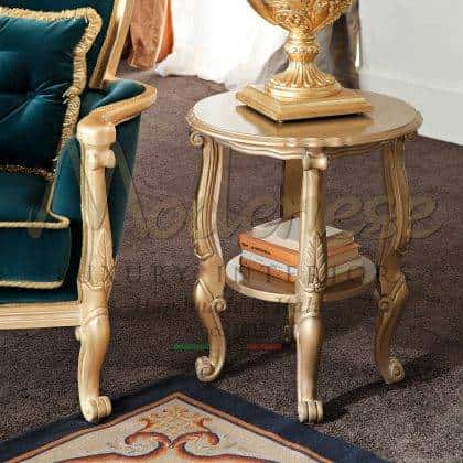 exclusive solid wood top wooden coffee table golden leaf details furniture customization details finish classy coffee table structure venetian handmade interiors italian style furniture palace royal villa furniture venetian style