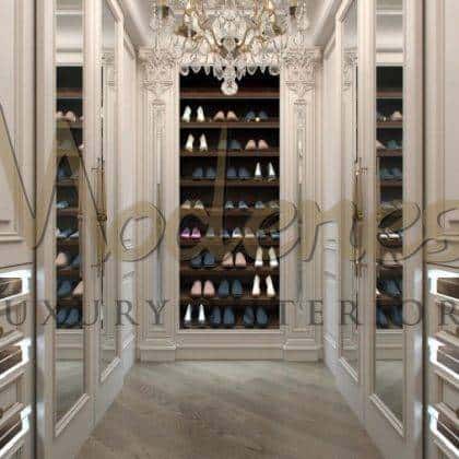 premium quality ivory dressing walk in closet furnishing majestic executive made in Italy solid wood interiors best quality dressing room furniture handmade carved cabinet drawers high-end custom-made shoes cabinet bespoke wood luxury handcrafted exclusive made in Italy traditional design venetian style decorative elements