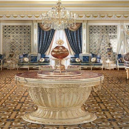 Королевская гостиная комната мягкая мебель ручной работы произведена в италии премиум класса роскошные диваны кресла столики на заказ идеи роскошного классического дизайна интерьеров в сусальном золоте золотая и серебряная мебель