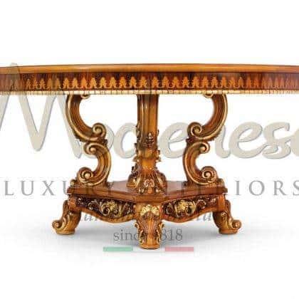 top quality made in Italy handmade carved and manufactured luxury dining table elegant handmade dining table ideas high-end baroque style exclusive furniture top quality artisanal interiors production majestic dining room areas refined handmade venetian dining table inlaid top solid wood exclusive furniture production