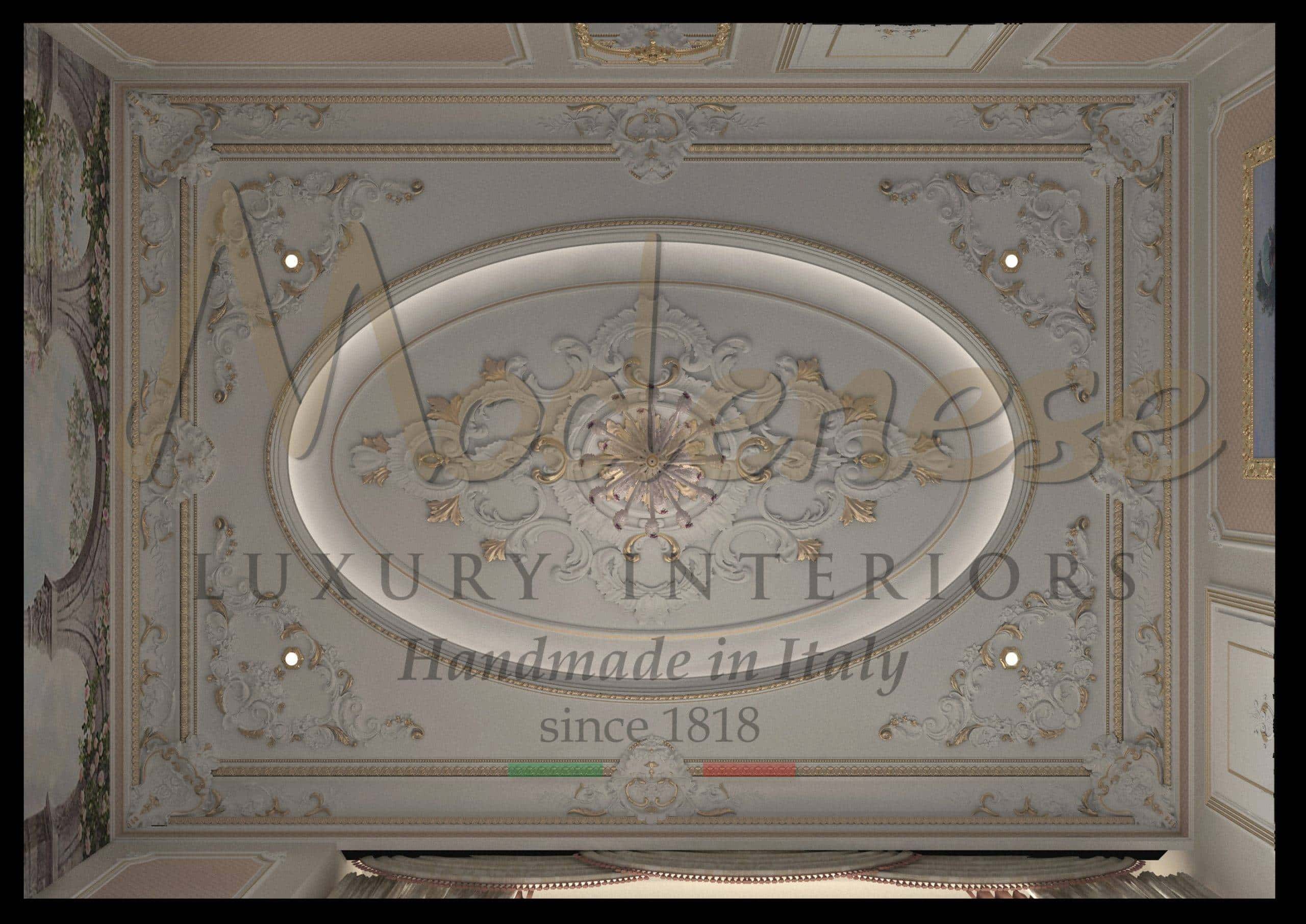 service d'aménagement intérieur opulent et doré service de consultation aménagement à la feuille d'or projet résidentiel de style italien décoration royale de style français production italienne