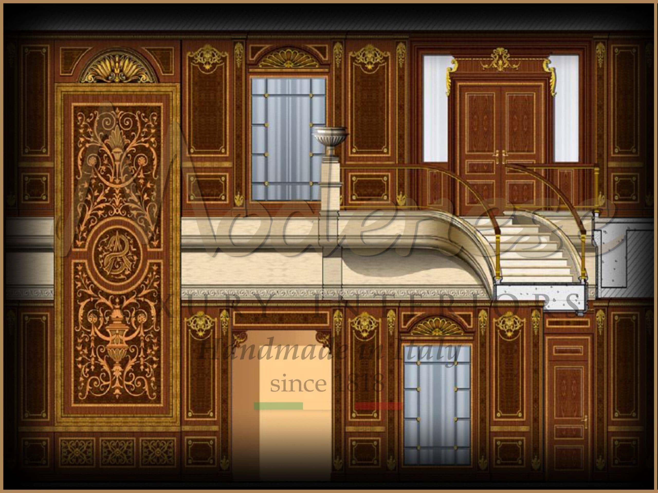 baroque traditionnel classique en bois massif de luxe fabriqué en Italie panneaux de bois sur mesure décoration des murs solutions parfaites pour les projets de décoration intérieure de villas et de palais résidentiels exclusifs royaux