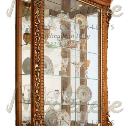classy inlaid artisanal vitrines royal quality wooden high-end made in Italy bespoke furniture elegant golden leaf details majestic crystal shelves refined finishes unique italian best quality fixed furniture style exclusive villa top furniture collection best baroque interiors elegant home furnishing ideas tasteful classical handmade