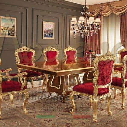 baroque victorian dining room furniture collection luxury italian furniture classical style dining table elegant chairs precious made in Italy fabrics royal palace dining room decoration exclusive luxry living handcrafted solid wood venetian style bespoke furniture