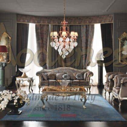 baroque royal living room design handmade furniture bespoke interiors luxury sofas elegant armchairs inlaid coffee tables full silver leaf finish mother-of-pearl marquetry best italian luxury furniture refined console design premium quality living room set classic design furniture fabrics