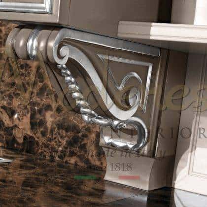 exclusive Contemporary kitchen version solid wood bespoke empire style kitchen cabinet inlaid top customized made in Italy fixed furniture handcrafted home decoration royal palaces exclusive custom-made luxury majestic traditional baroque style cabinet