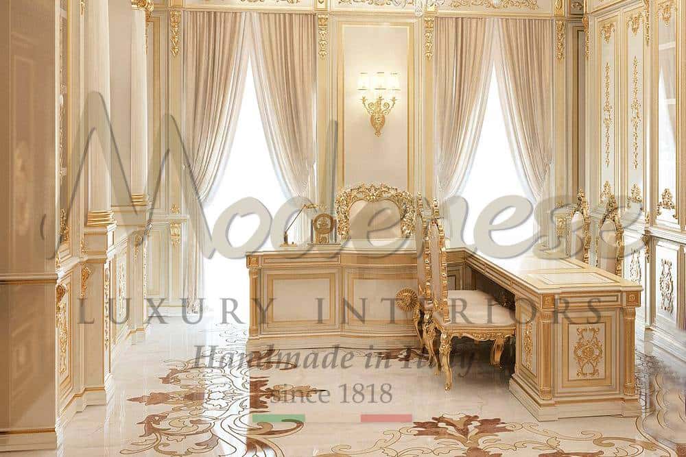 comfortable executive office projects interior design customized realization bespoke furniture fit out classic luxury majestic royal unique exclusive classy special residential project space handmade italian quality baroque victorian venetian interior office projects