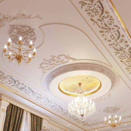 projet d'intérieur résidentiel décorations de plafonds classiques de luxe