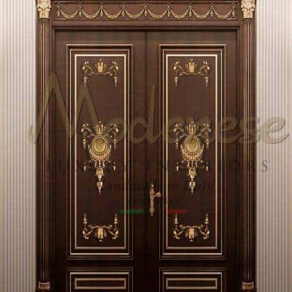 customized black door solid wood details elegant finish premium golden leaf italian quality refined traditional luxury details ideas in full handmade finish high-end fixed furniture reproduction exclusive interiors best quality artisanal production high-end quality solid wood handmade carvings classy exclusive royal style design