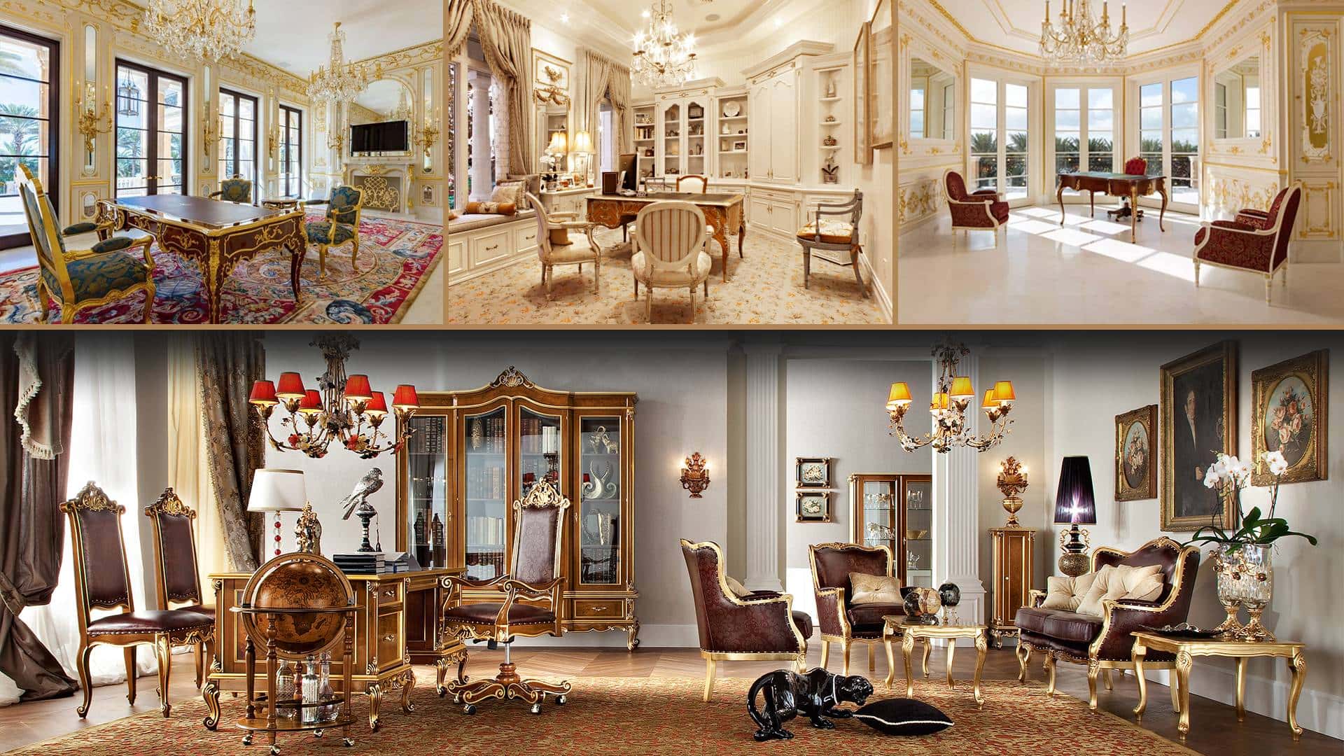 классический элегантный личный кабинет роскошный итальянский стиль