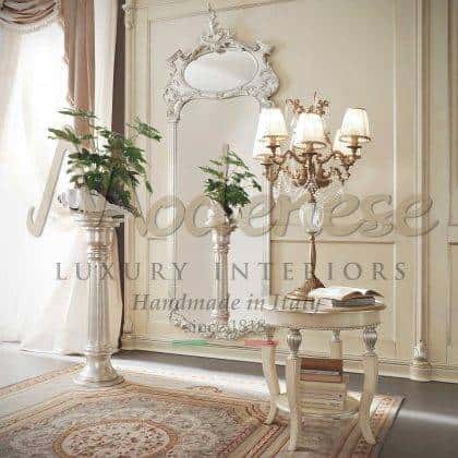 high-end quality made in Italy top wooden refined cofee table bespoke finish details elegant silver finish exclusive villa décor style interiors home furnishing elegant décor furniture ideas by italian skilled artisans