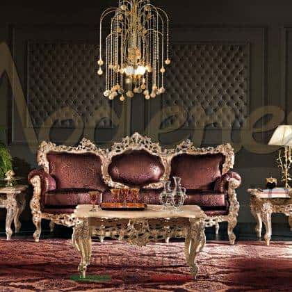 handmade custom-made sofa set living room furniture decorative luxury living exclusive italian design timeless bespoke interiors high-end solid wood materials traditional royal palace home furnishing elegant majlis ideas best rococo' luxury made in Italy furniture