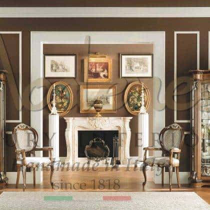 opulent baroque style furniture refined vitrines home villa palace interiors classic italian high quality refined crystal shelves fabrics solid wood silver leaf details finish collection handmade carved design venetian traditional timeless artisanal production