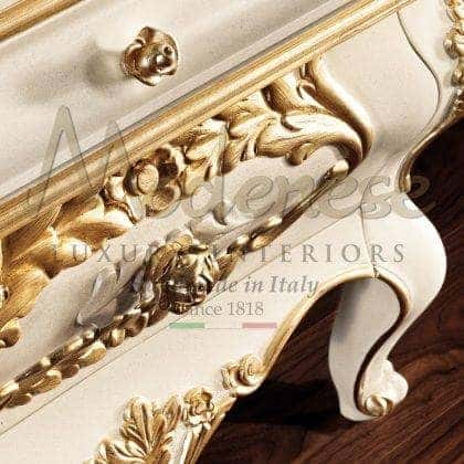 timeless premium quality handcrafted artisanal tv unit details handmade carvings high-end made in Italy bespoke furniture elegant golden leaf details best quality solid wood interiors ornamental interiors majestic home decorations royal palace traditional timeless venetian tv stands design
