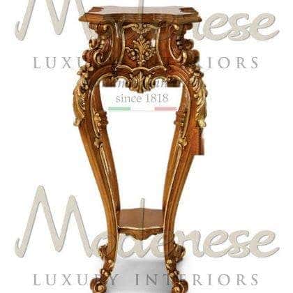 refined carved column vase stand handcrafted in solid wood details majesticgolden finish top quality materials home villa palace interiors classic italian high quality refined golden leaf details fabrics solid wood finish collection handmade carved design venetian artisanal production