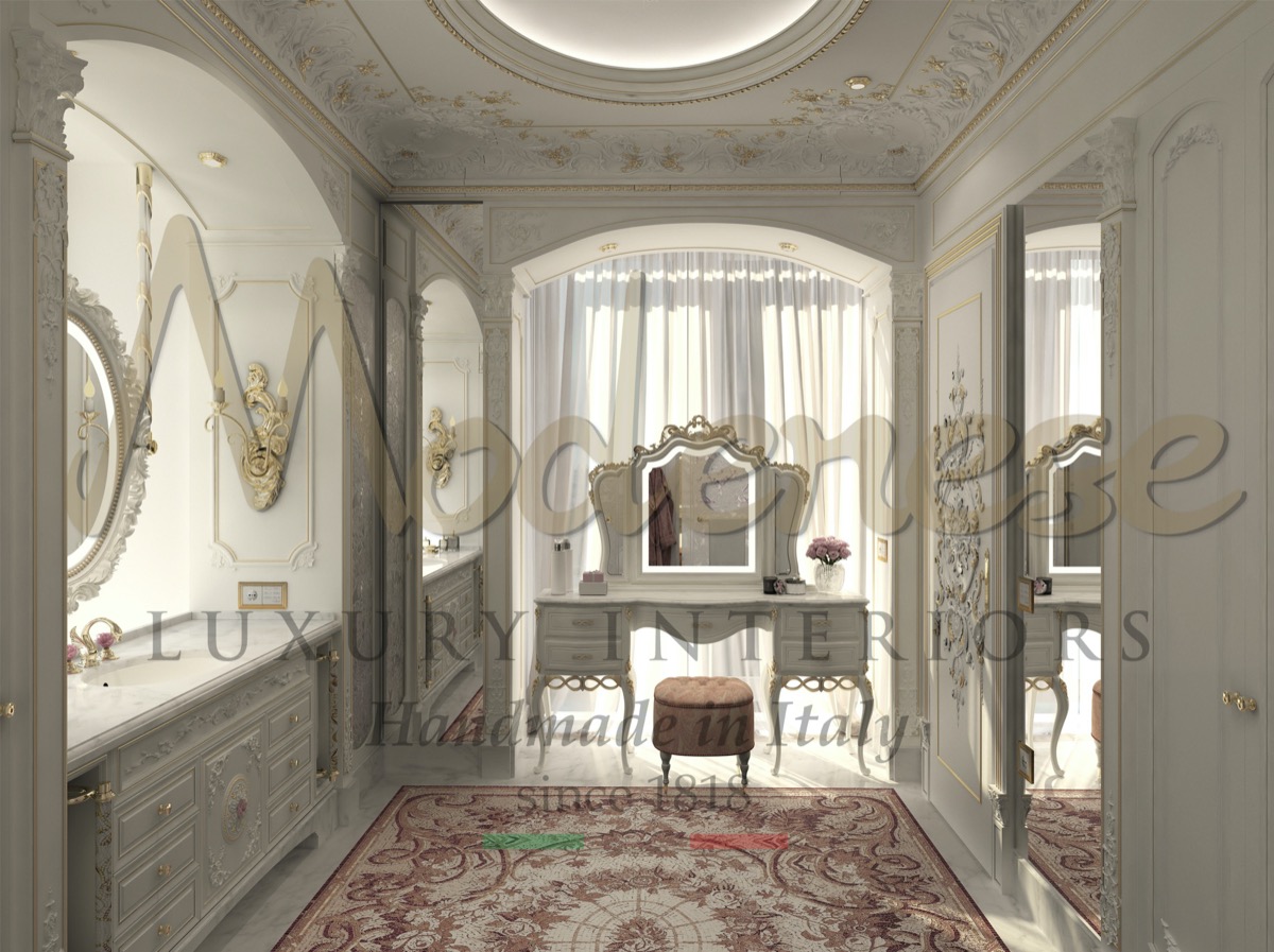 High-end quality, bespoke bedroom customized fixed furniture interiors. Italian handmade interiors. Bespoke interior design project.