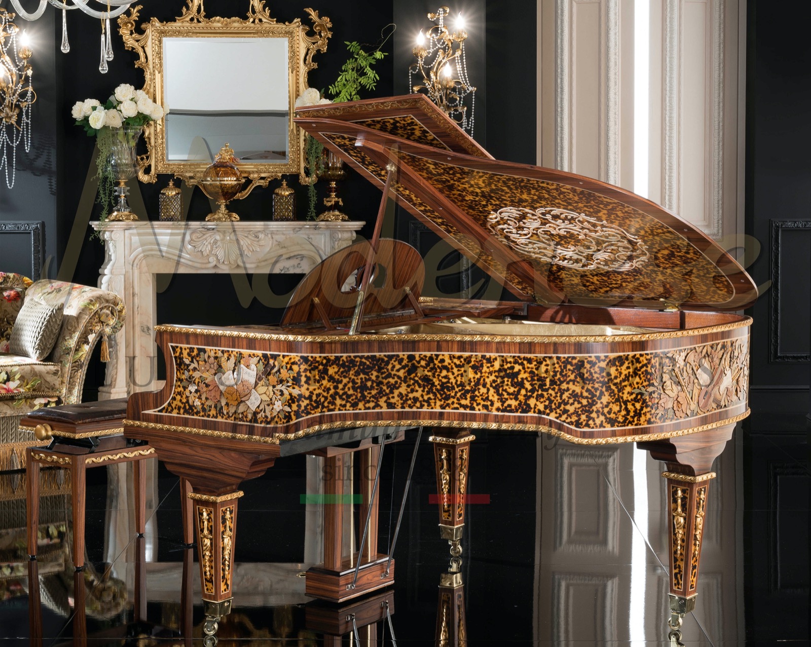 Music passionate luxury piano royal classic style restored Steinway Bernstein villa palace project bespoke projects interior design