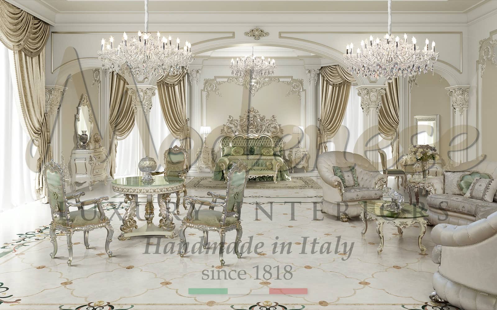style of interiors to complete your luxury interior design project master bedroom with classic baroque handmade furniture timeless and quality made in Italy customized ideas for unique interiors in classic style