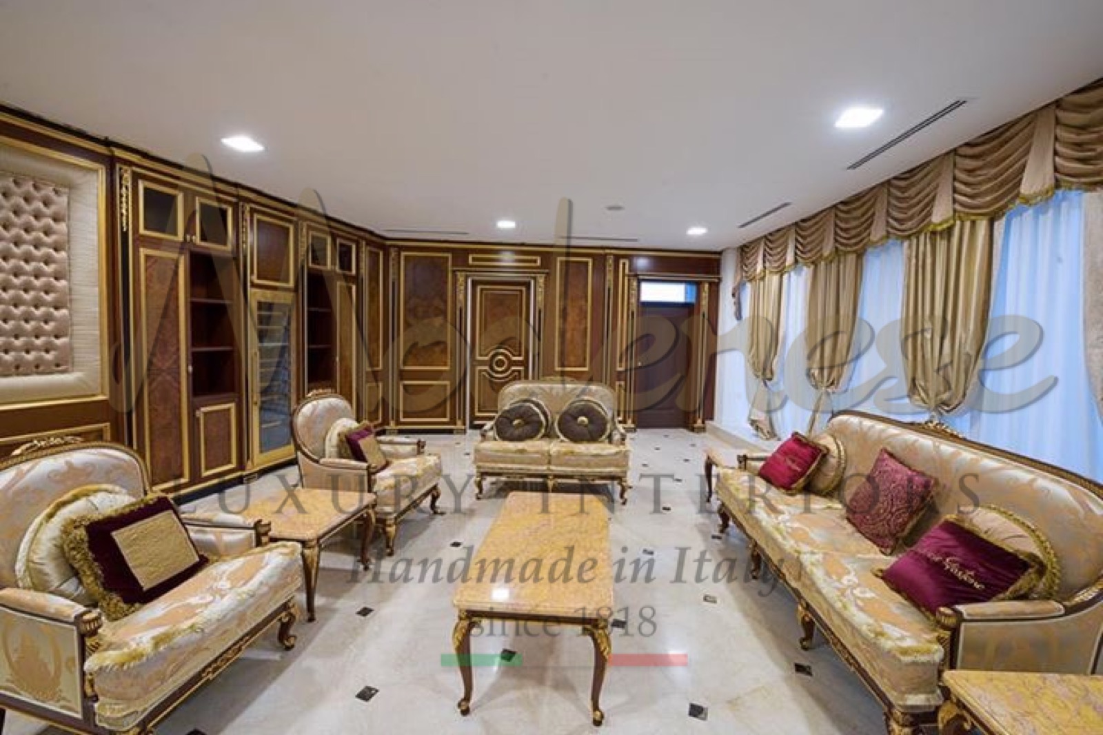 luxury African living villa palace governmental projects interior design studio classic baroque made in Italy furniture African Abuja Nigeria high-end living classy style showroom Italian home decoration gold décor