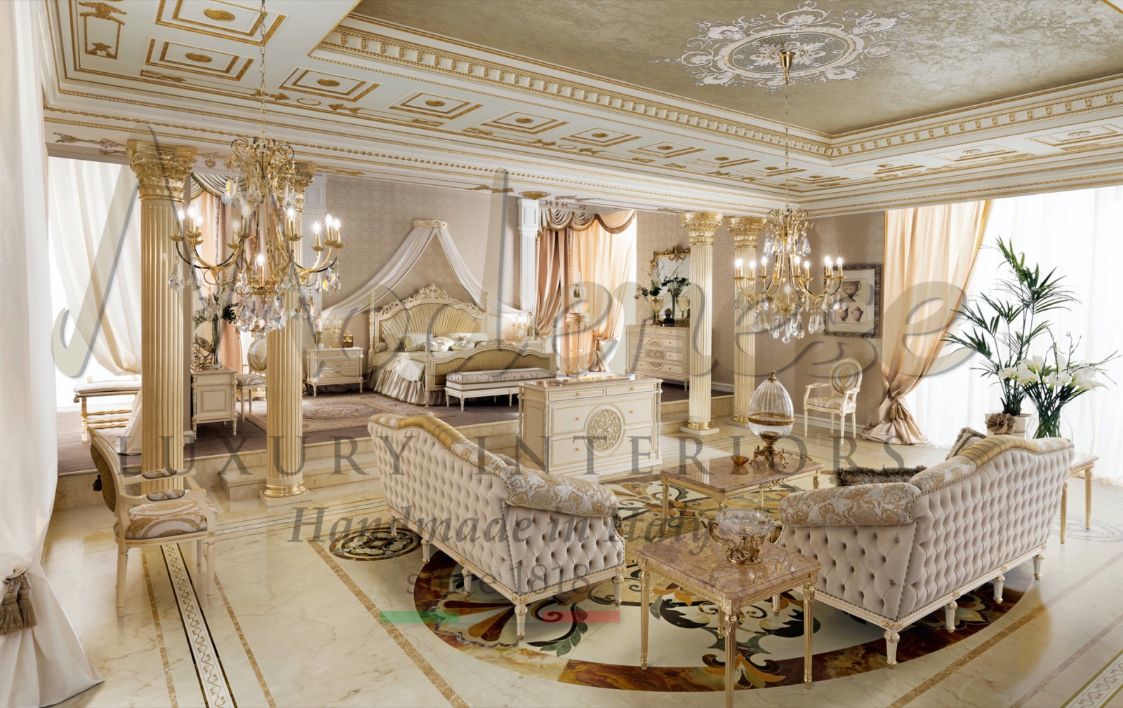 worldwide luxury interiors showroom furniture handmade in Italy Dubai UAE royal classic empire villa