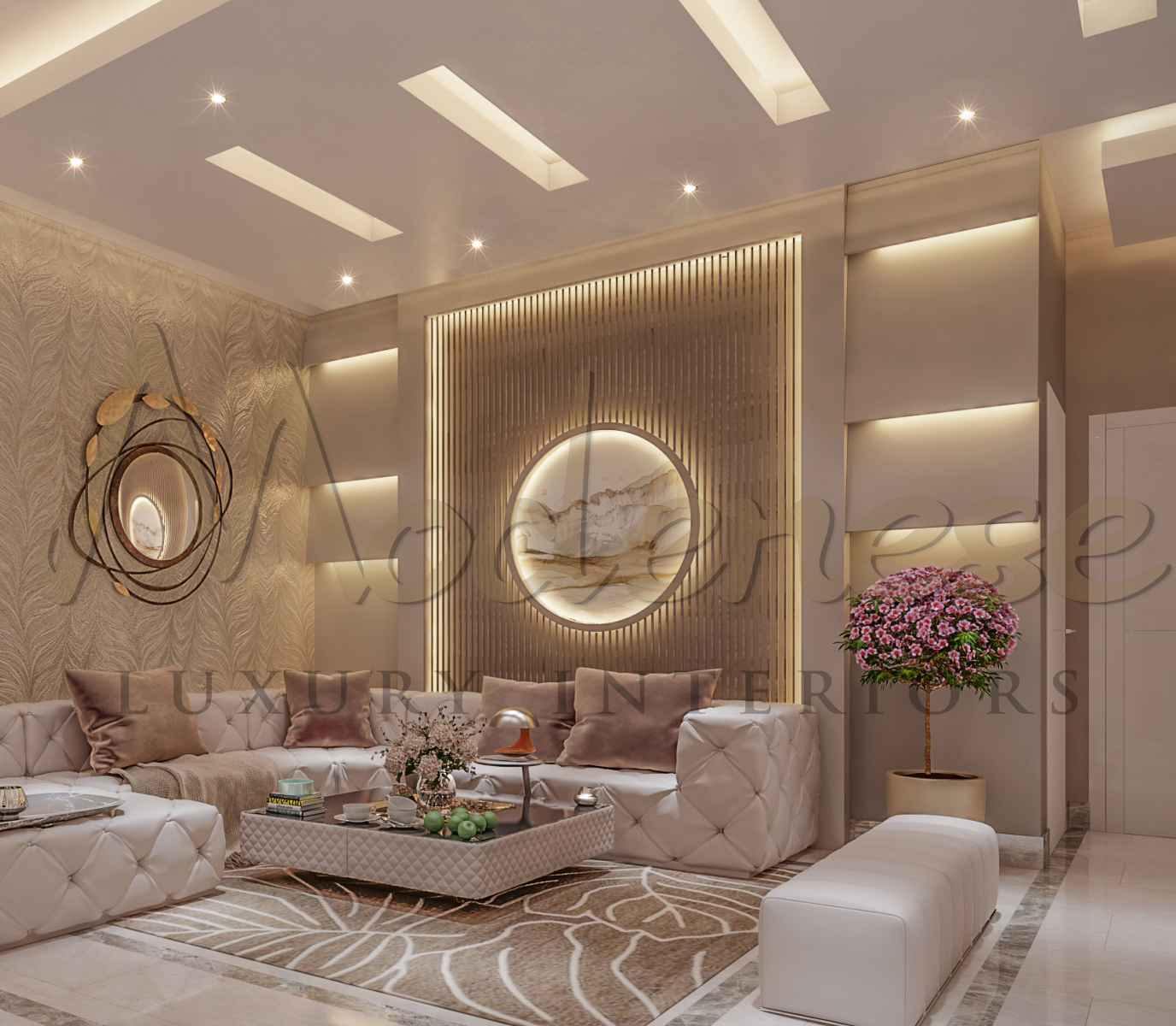 Refined style, exclusive design of living room design. Bespoke luxury interior designs for the most luxurious private projects. Customized Italian Furniture